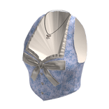 Coquette Floral Bow Vest w/ Necklace (Blue)