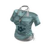 Off Shoulder Graphic Top (Teal)