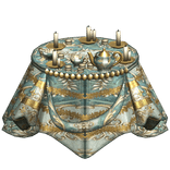 Blue & Gold Rococo Victorian Tea Table Top Skirt