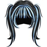 blue black jirai kei pastel goth messy pigtails