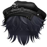 Blue Black Messy Hair w/ Skull Punk Cap