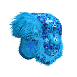 blue camo chunky fluffy fur ushanka