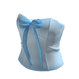 Blue Classic Corset Top With Blue Bow Ribbon