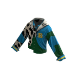 Blue Cow Print Scarf Shirt