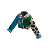 Blue Cow Print Scarf Shirt Crop