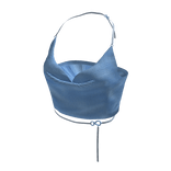 Blue Cowl Neck Mirror Party Crop Top