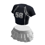 Blue Cropped Jersey Tee w Layered Ruffle Skirt