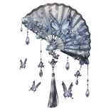 Blue Diamond Jewel Adorned Maximalist Back Fan