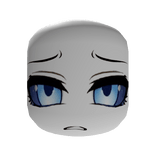 Blue Distress Annoyed Eyes Chibi - White