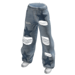 Blue Distressed Baggy Stars Jeans