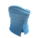 Blue Distressed Leather Tube Top