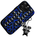 blue emo leopard phone w/ charms
