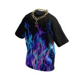 Blue Flame T-Shirt w/ Gold Chain