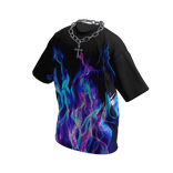 Blue Flame T-Shirt w/ Silver Chain