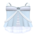 Blue Flower Ribbon Short Ruffled Doll Dress