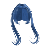 Blue Flowy Anime Girl Pigtails