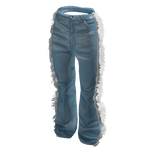 Blue Leather & Fur Flared Pants