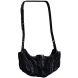 Blue Leather Biker Shoulder Bag