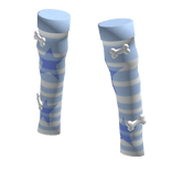 Blue leg warmers with bone