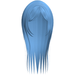 Blue Long Straight Hair W Curtain Bangs