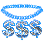 blue money sign $ chain necklace