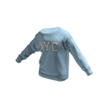 Blue NYC Varsity Off Shoulder Sweater