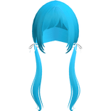 Blue Pigtails Bows Long W Bangs