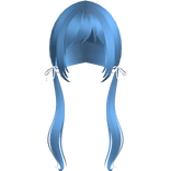 Blue Pigtails Bows Long W Bangs