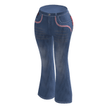 Blue Pink-Stitch Flare Jeans