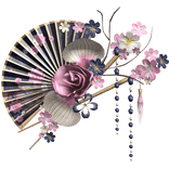Blue Pink White Floral Traditional Japanese Fan