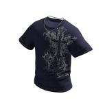 Blue Shirt with Silver Cross Chain