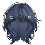 Blue Short Wolf Cut Hair with Headphones