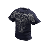 Blue Skull Shirt with Silver Cross Chain