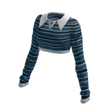 Blue Striped Collar Rib Crop Top