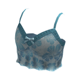 Blue Summer Hibiscus Lace Tank Top