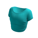 blue tight crop top tee