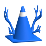 Blue Traffic Cone W/ Antlers