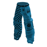 Blue Trendy Checker Graphic Baggy Cargo Pants