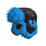 blue trim chunky fluffy fur ushanka