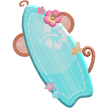 Blue Tropical Monkey Surfboard Back