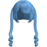 Blue Twin Swirly Curls W Bangs