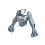 Blue Vintage Coquette Ruffle Longsleeve