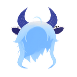 Blue VTuber Long Hair Astral Horns & Cow Ears