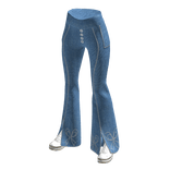 Blue Washed Denim Flared Pants