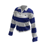 Blue White Baggy Long Sleeve Striped Polo 🫐