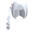 ♡ blue white soft side ponytail with bangs and bow