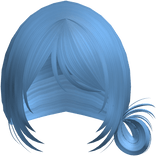 Blue Wispy Messy Side Bun W Bangs