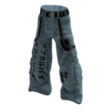 Blue Y2K Anime Baggy pants W/ Belt
