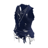 Blue Y2K Distressed Gothic Chain Tank Top [PBR]