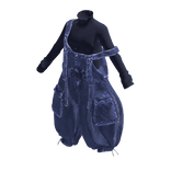Blue Y2K Oversized Cargo Overall Set [PBR]